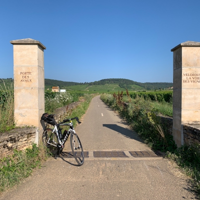 Route door de wijnvelden bij Beaune